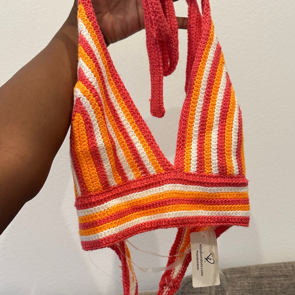 Striped Crochet Halter Top